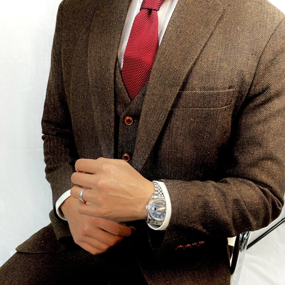 UK brown tweed 2 piece male suit